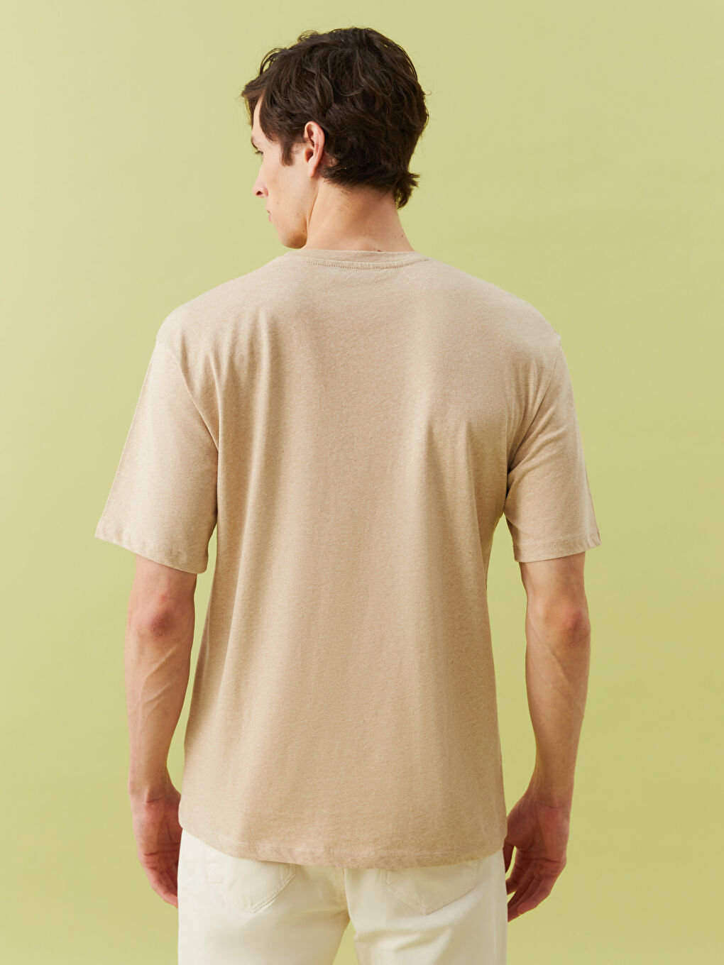 Kahverengi Bisiklet Yaka Kısa Kollu Baskılı Penye Erkek Tişört-8