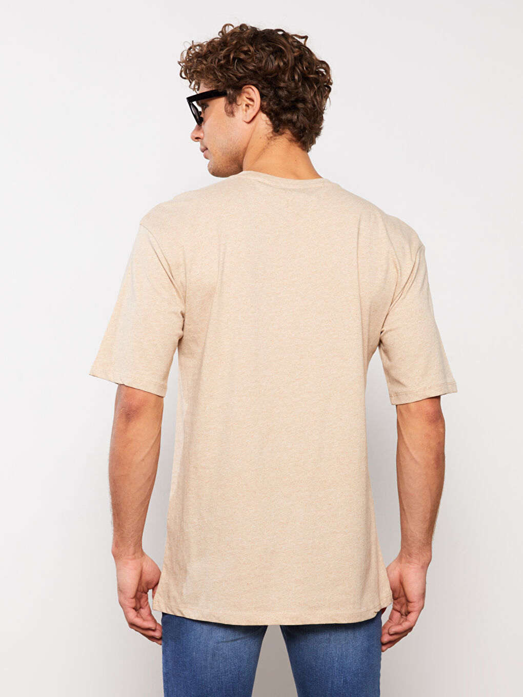 Kahverengi Bisiklet Yaka Kısa Kollu Baskılı Penye Erkek Tişört-9