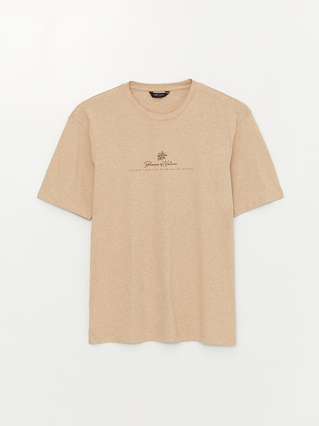 Kahverengi Bisiklet Yaka Kısa Kollu Baskılı Penye Erkek Tişört-10