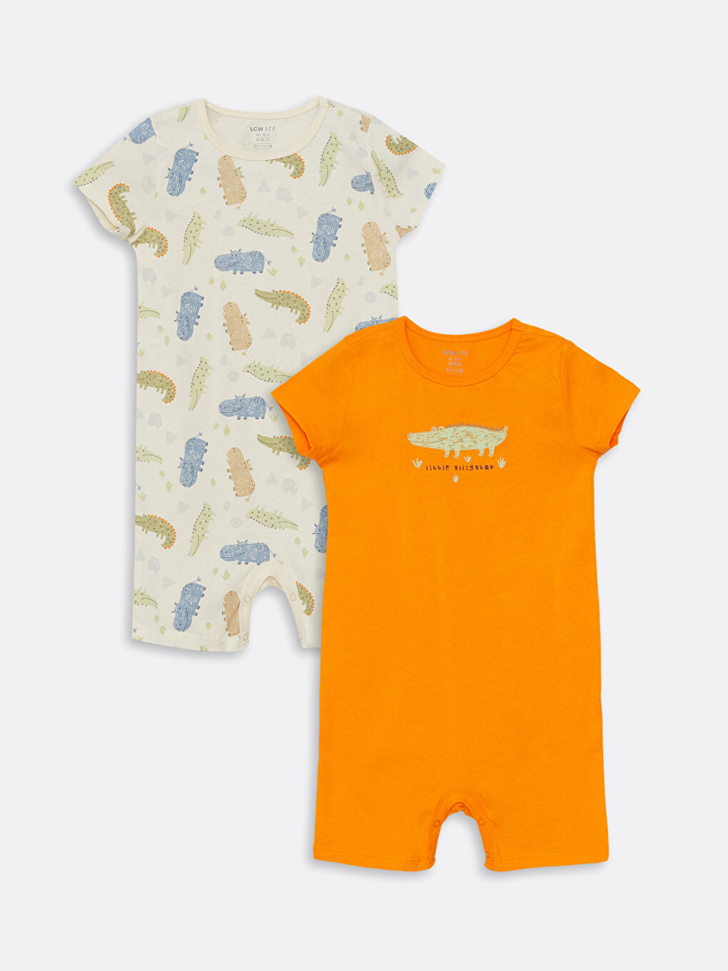 Turuncu Bisiklet Yaka Kısa Kollu Baskılı Erkek Bebek Tulum 2'li