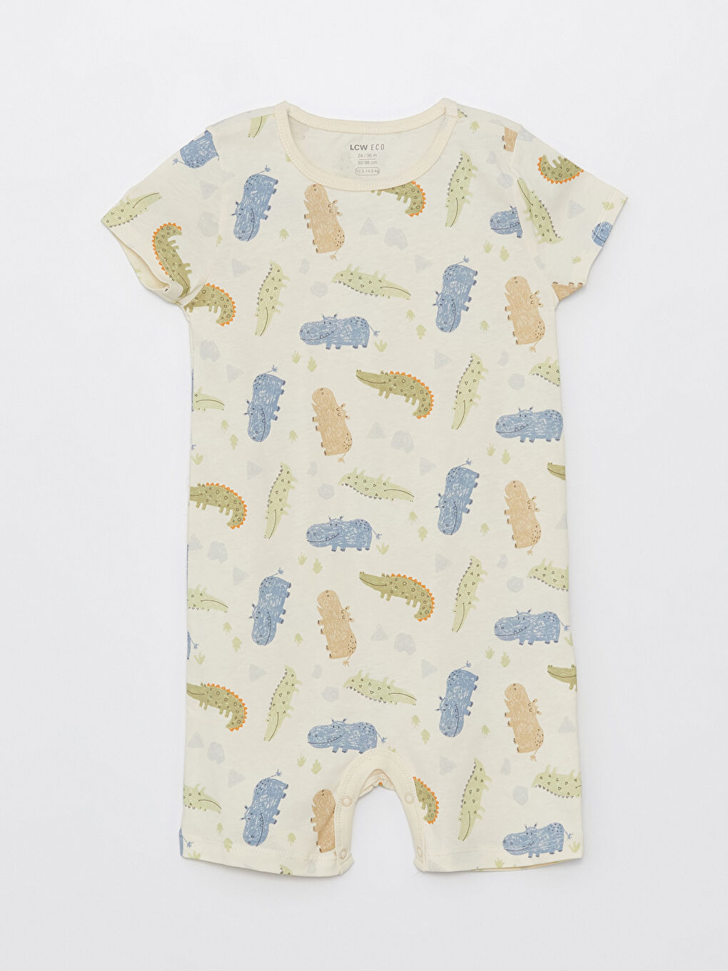 Turuncu Bisiklet Yaka Kısa Kollu Baskılı Erkek Bebek Tulum 2'li-2