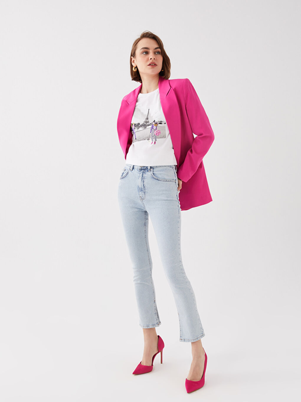 High Waisted Straight Fit Women's Jeans-1