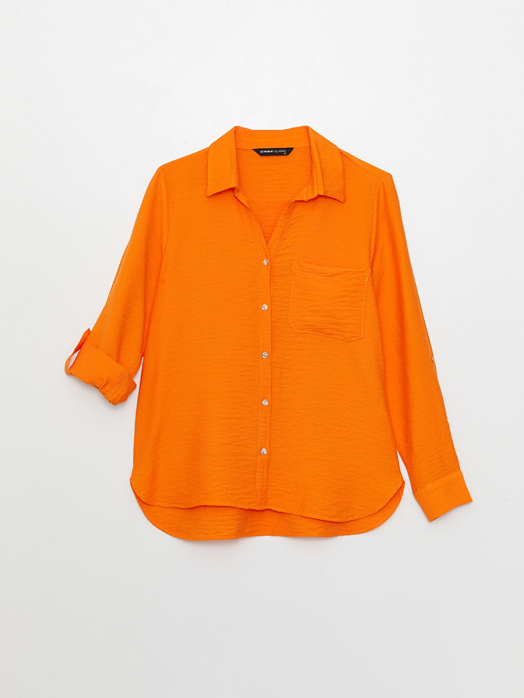 Turuncu Cep Detaylı Uzun Kollu Kadın Gömlek-6
