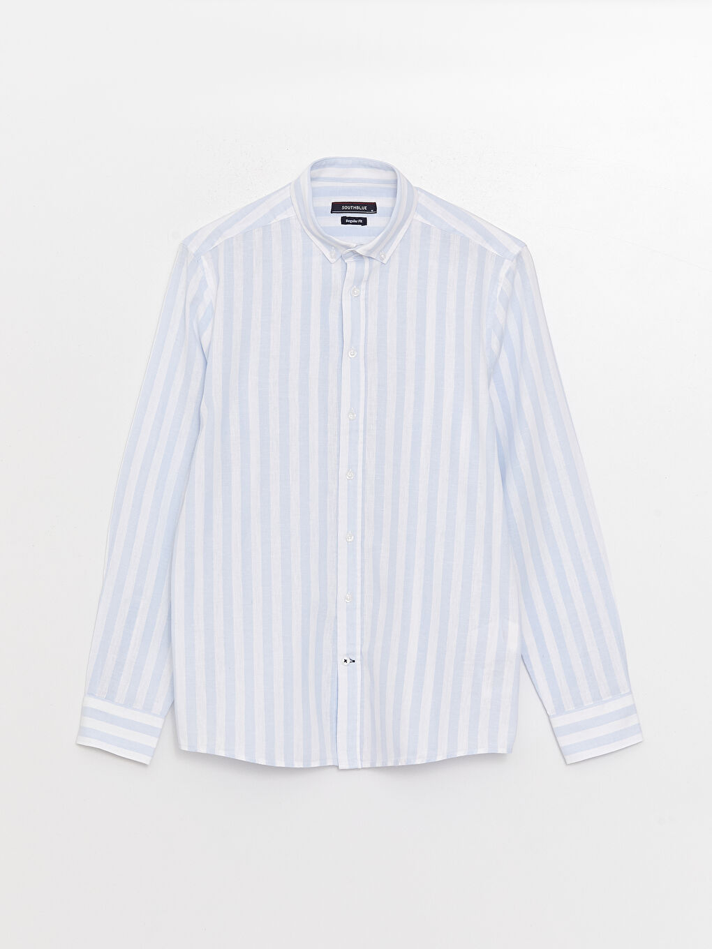 Mavi Regular Fit Uzun Kollu Çizgili Keten Karışımlı Erkek Gömlek-5