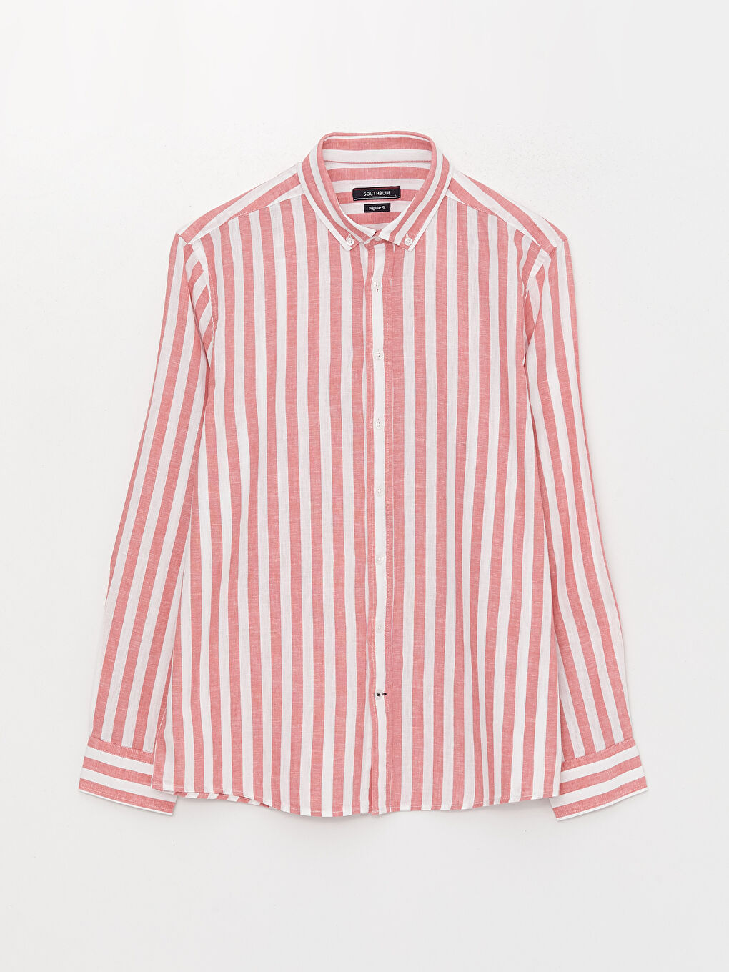 Chemise pour Hommes en Mélange de Lin à Rayures, Manches Longues, Coupe Régulière-5