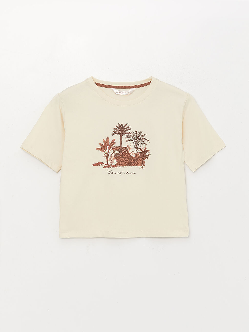 Kahverengi Bisiklet Yaka Baskılı Kısa Kollu Kadın Kaprili Pijama Takımı-6