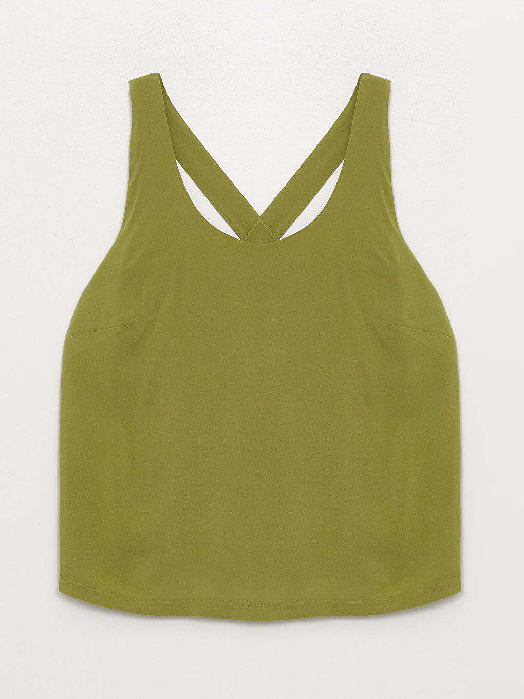 Yeşil U Yaka Düz Askılı Kadın Kaprili Pijama Takımı-6