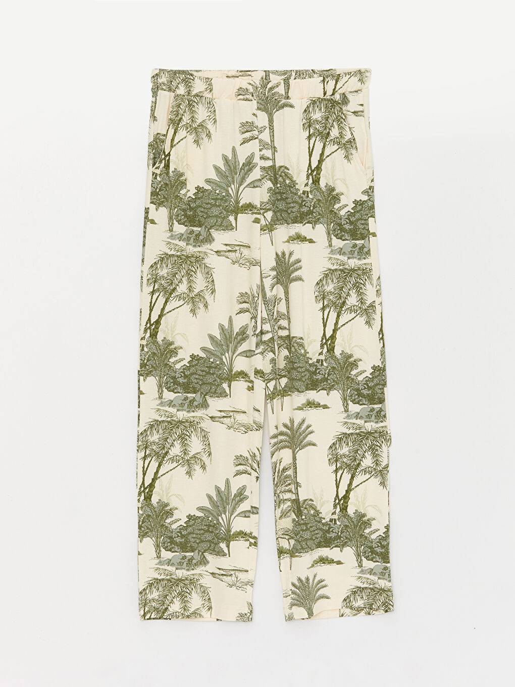 Haki V Yaka Desenli Kısa Kollu Kadın Pijama Takımı-2