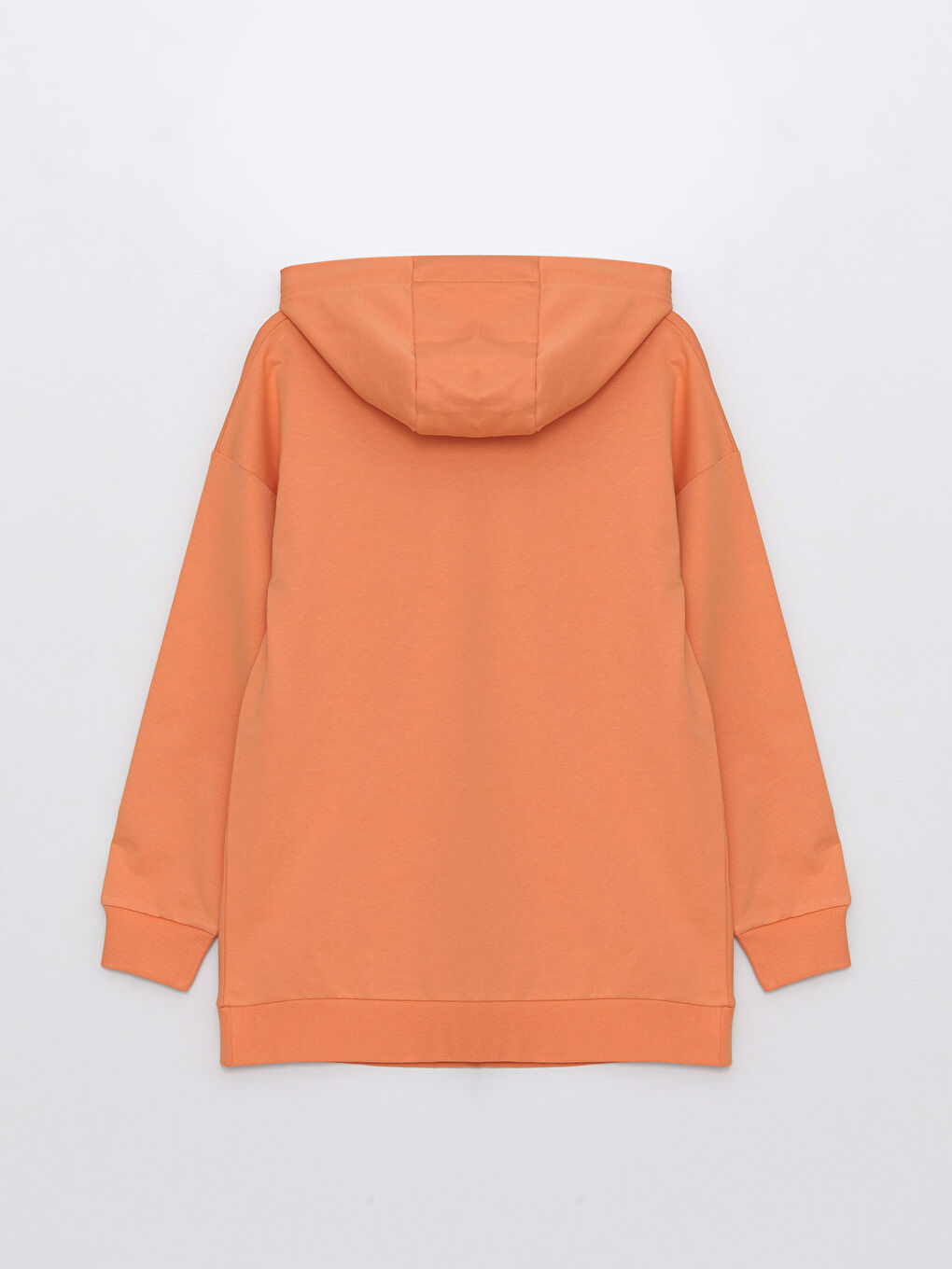 Turuncu Kapüşonlu Düz Uzun Kollu Kadın Sweatshirt Tunik-6