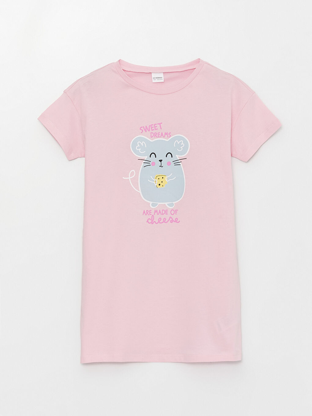 قميص نوم بياقة دائرية وكم قصير للبنات