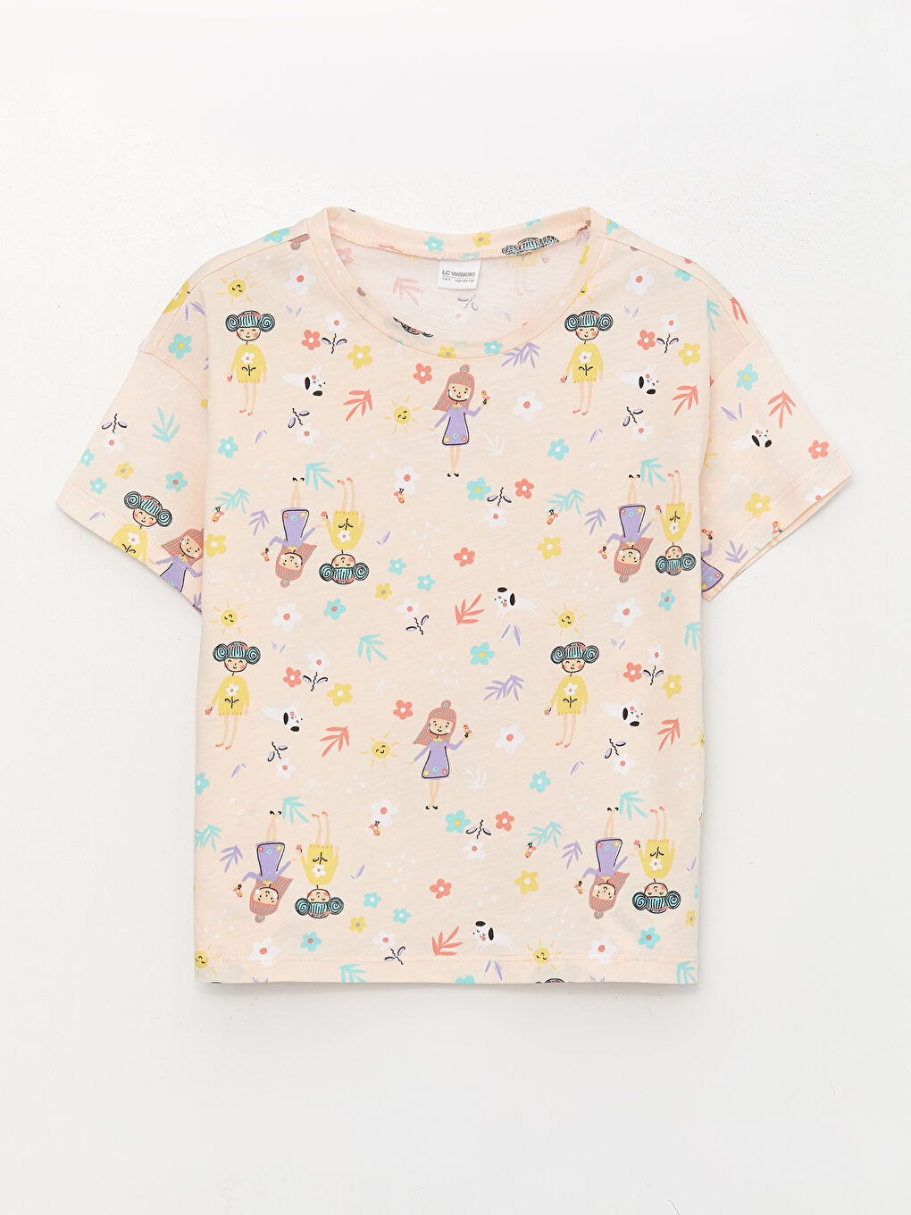 Pembe Bisiklet Yaka Baskılı Kısa Kollu Kız Çocuk Şortlu Pijama Takımı-1