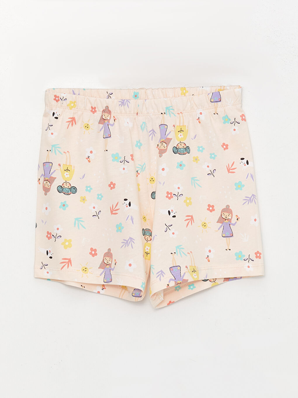 Pembe Bisiklet Yaka Baskılı Kısa Kollu Kız Çocuk Şortlu Pijama Takımı-2