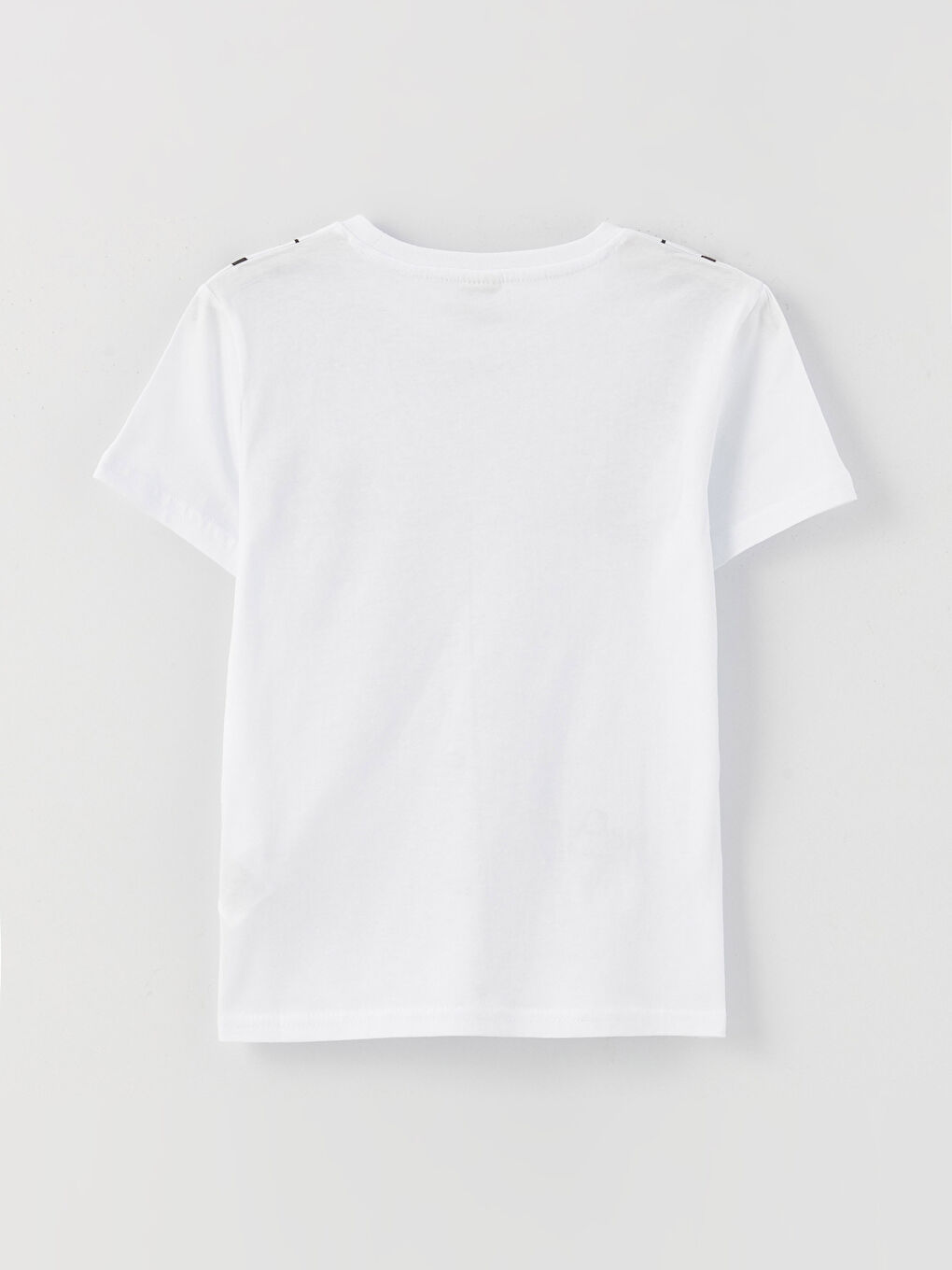Beyaz Bisiklet Yaka Baskılı Kısa Kollu Erkek Çocuk Tişört-1