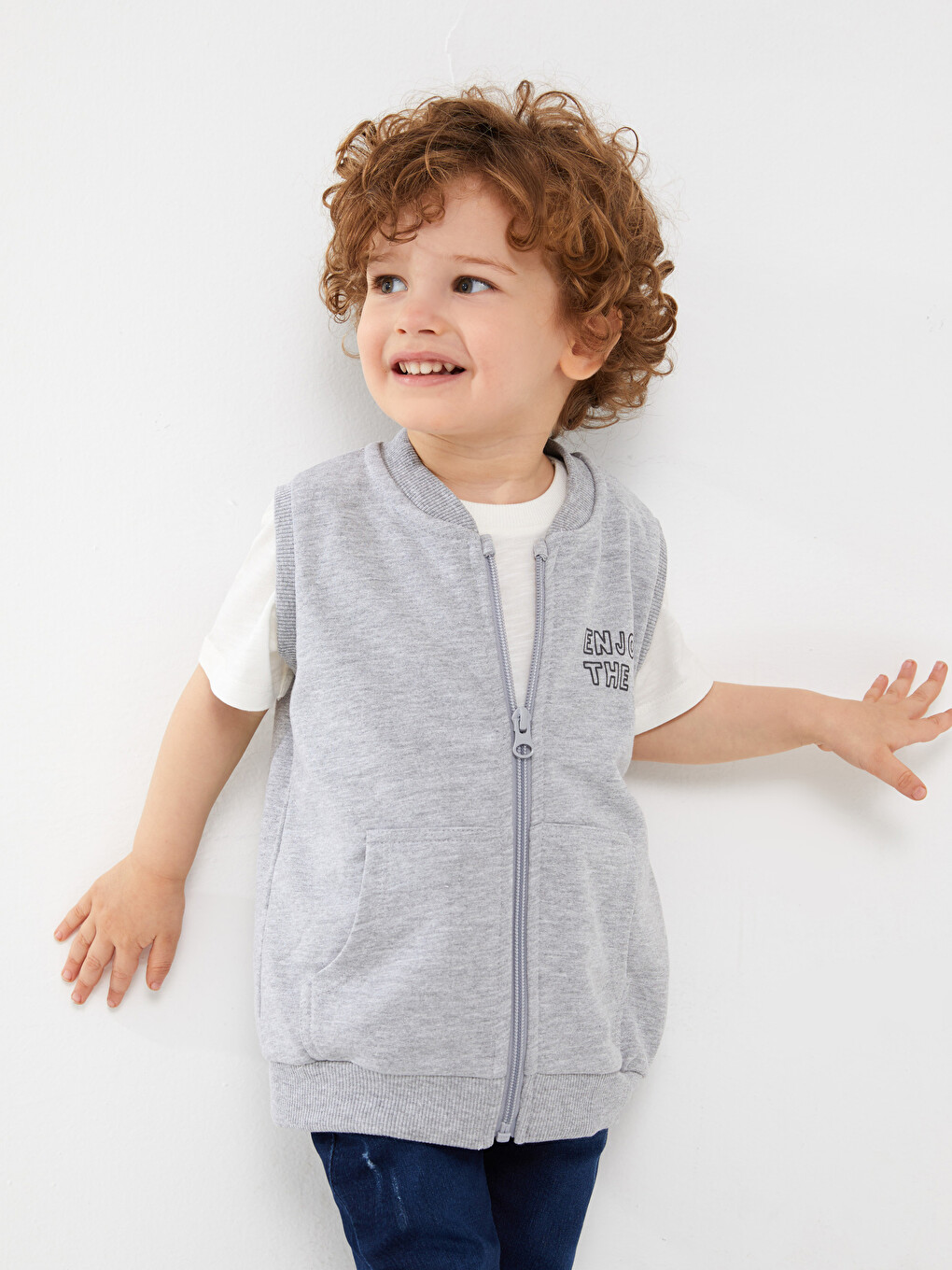 College Collar Printed Baby Boy Vest-1