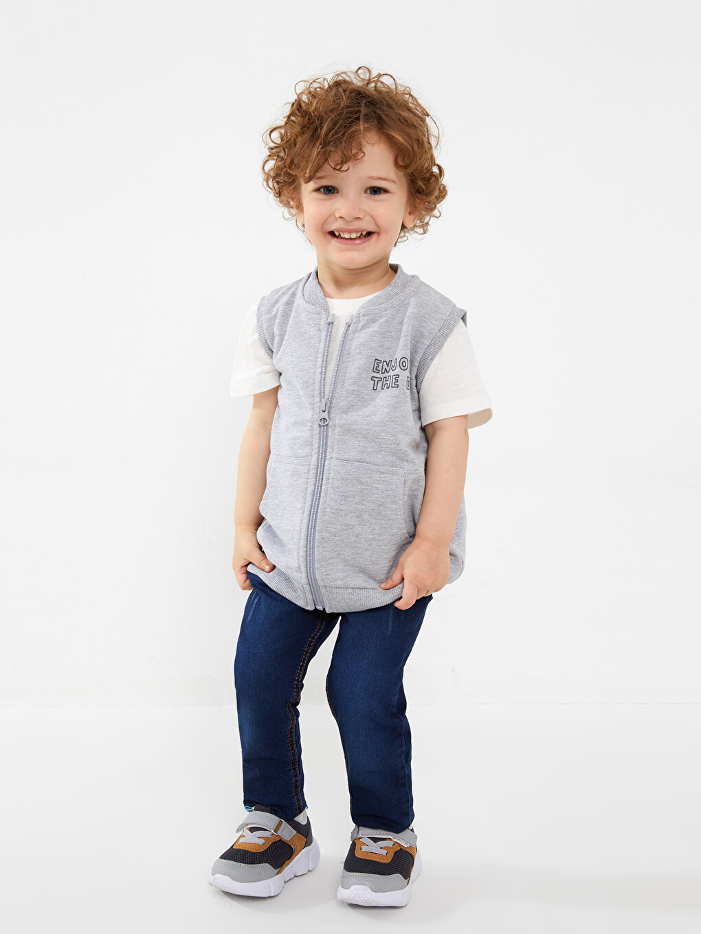 College Collar Printed Baby Boy Vest-2