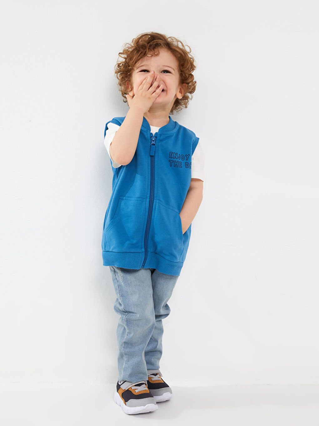 College-Kragen Bedruckte Baby Jungen Weste-2