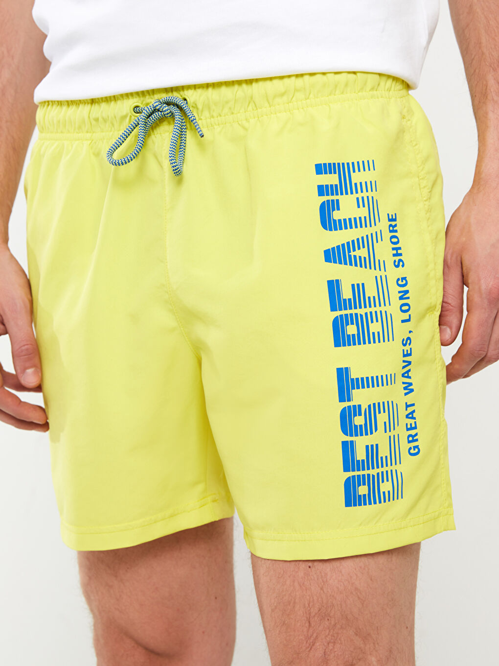 Yeşil Kısa Boy Baskılı Erkek Deniz Şortu-3