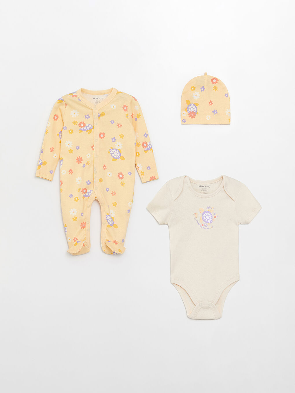 Комплект из 3-х штук с круглым вырезом и принтом для малышек девочек