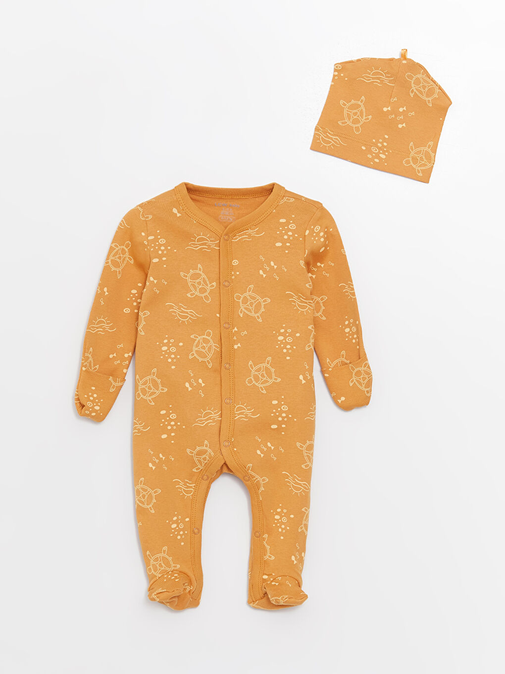 Turuncu Bisiklet Yaka Uzun Kollu Desenli Erkek Bebek 3'lü Takım-1