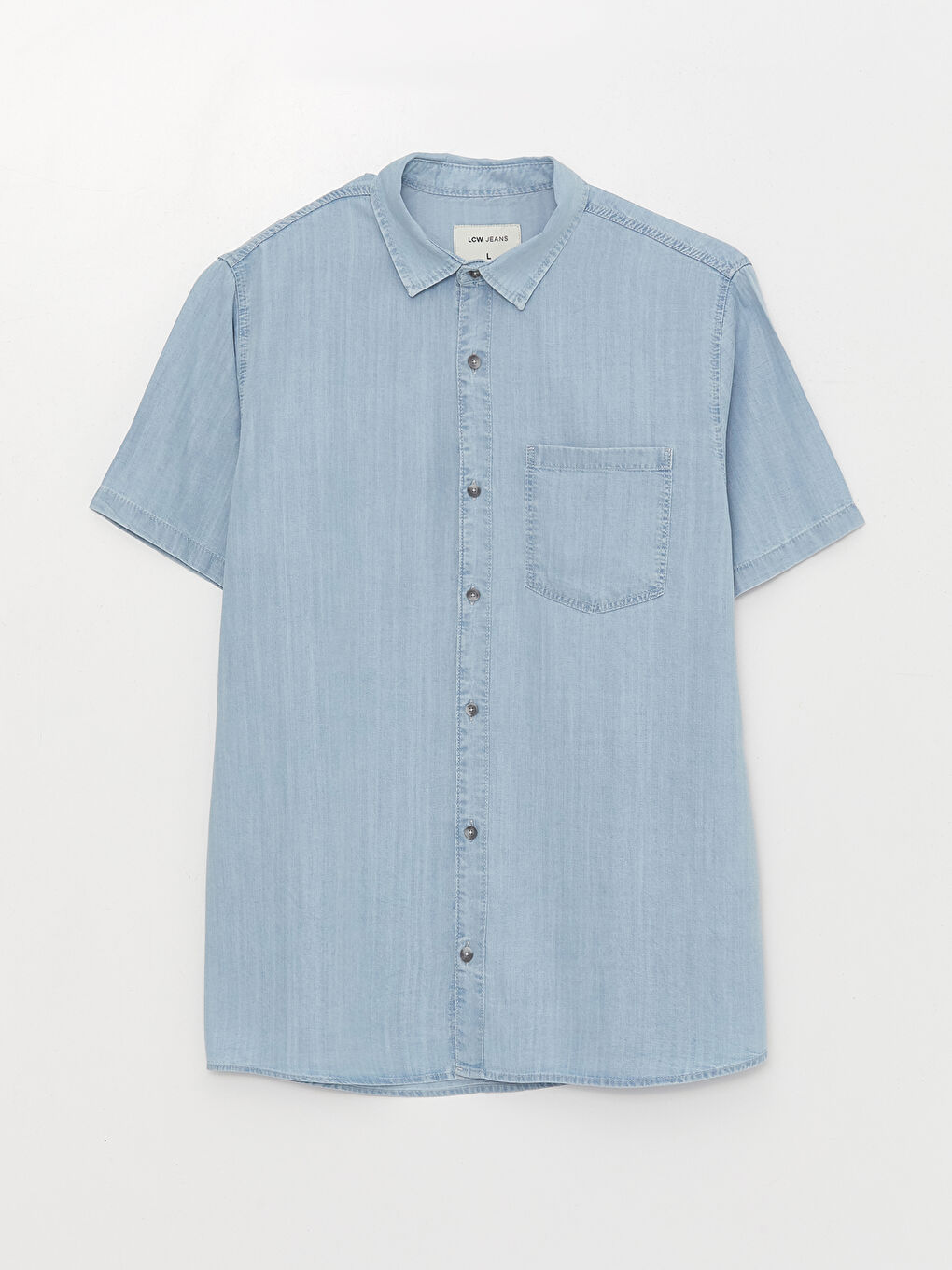 İndigo Rahat Kalıp Kısa Kollu Erkek Jean Gömlek-7