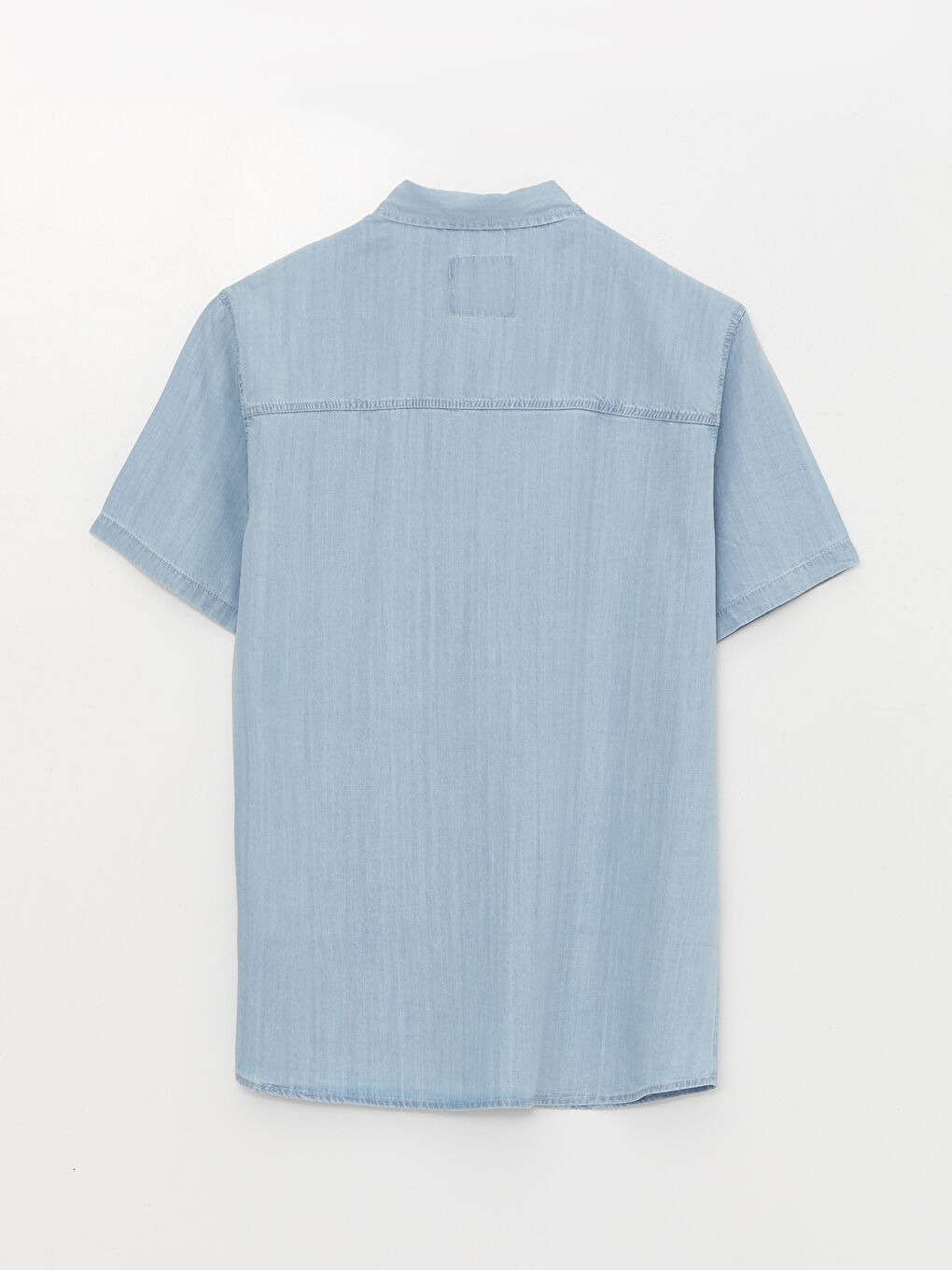 İndigo Rahat Kalıp Kısa Kollu Erkek Jean Gömlek-8