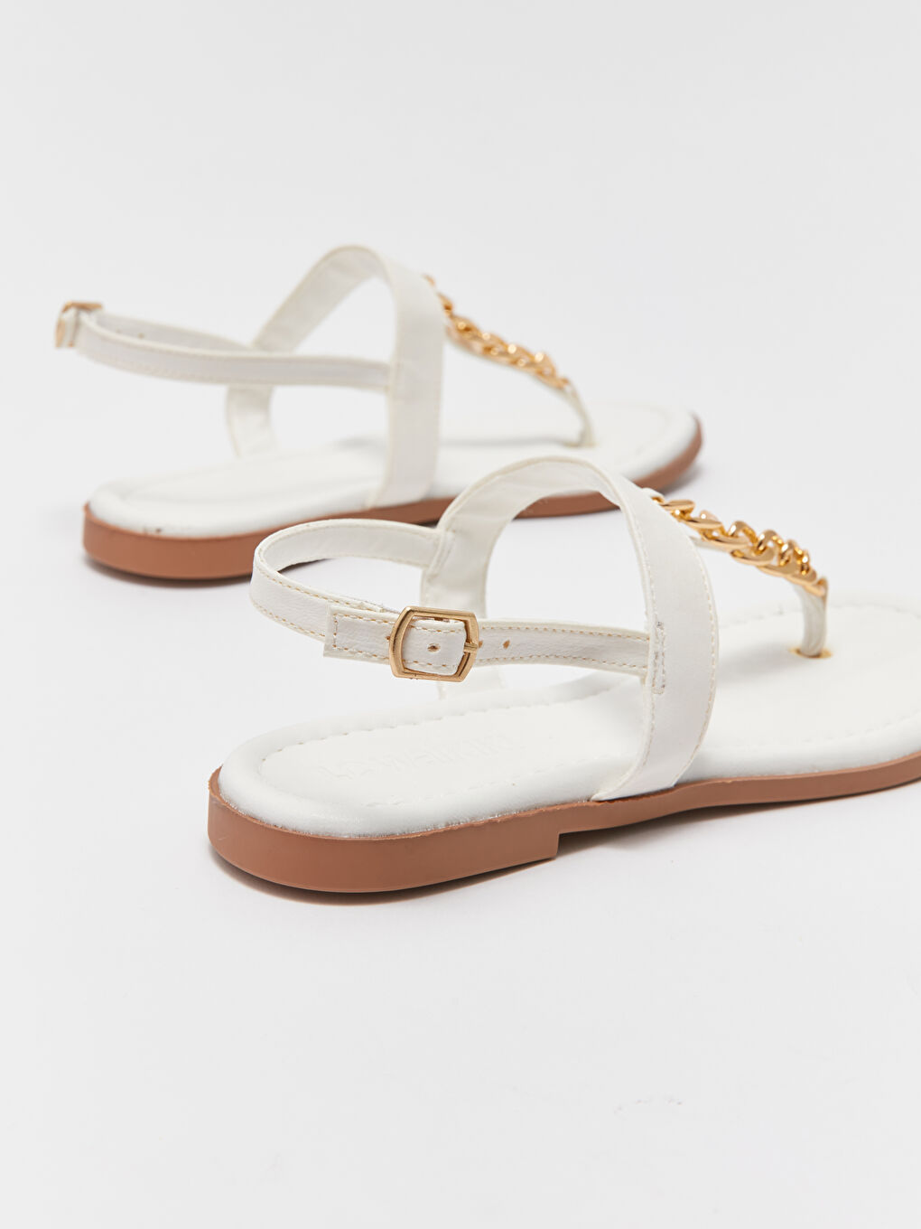 Bej Deri Görünümlü Kadın Sandalet-4