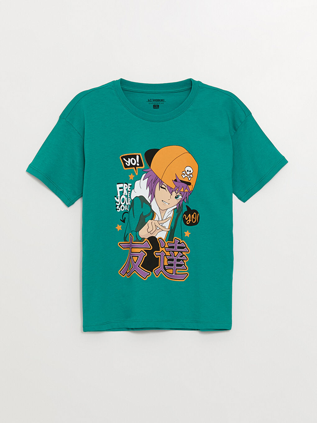 طقم بيجامة شورت بأكمام قصيرة مطبوع بياقة دائرية للأولاد-1