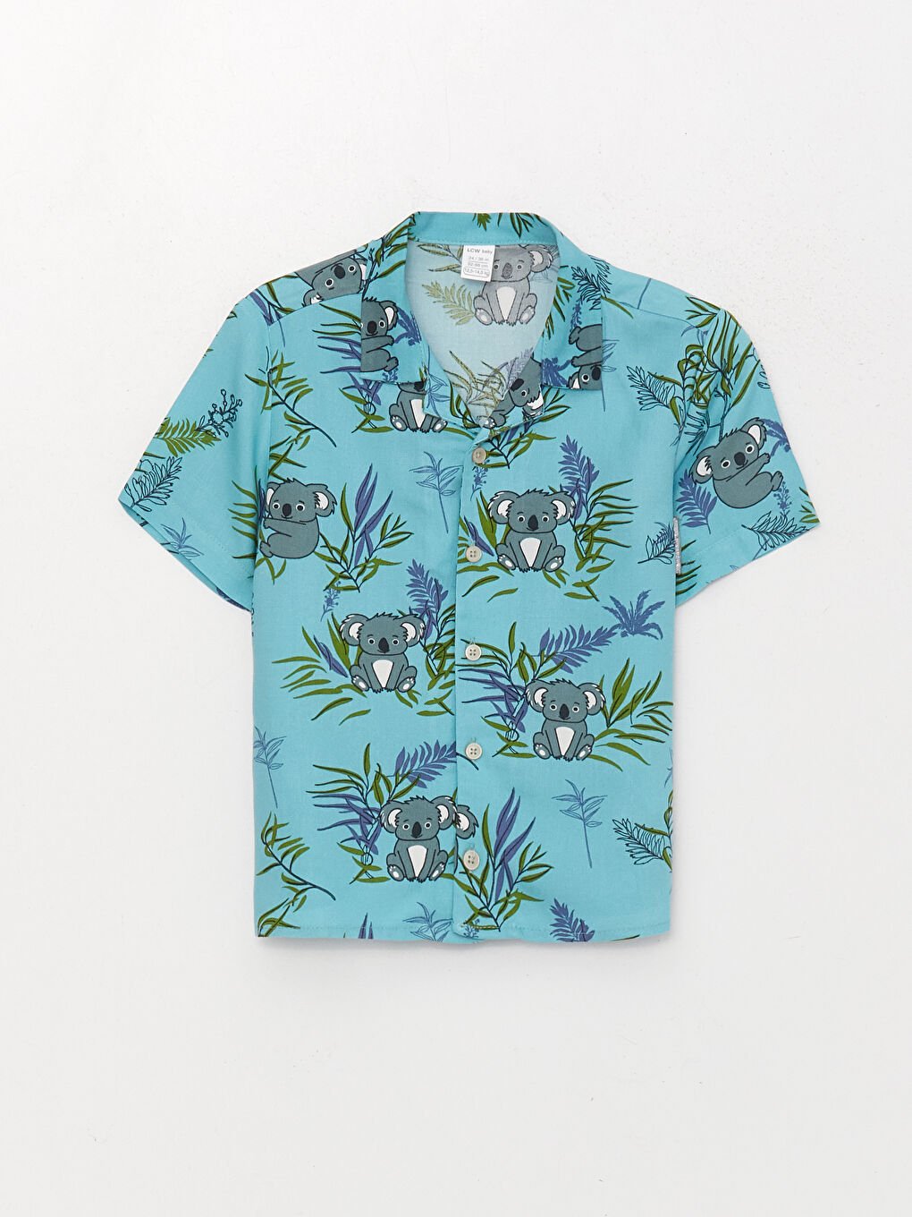 Mavi Desenli Kısa Kollu Erkek Bebek Gömlek