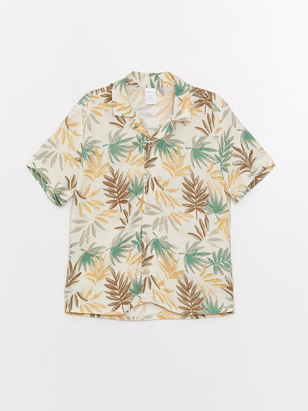 Ekru Desenli Kısa Kollu Erkek Bebek Gömlek