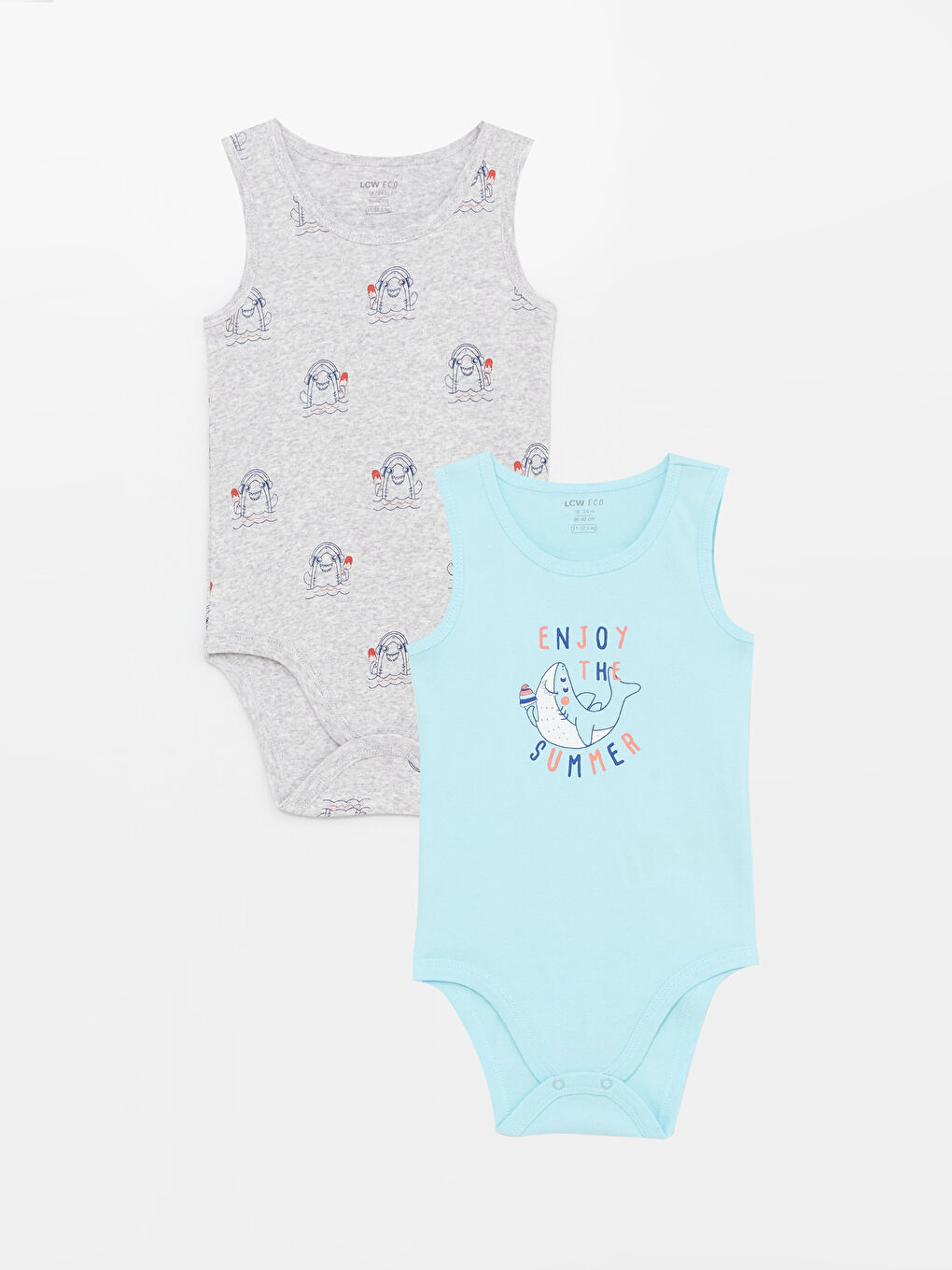 Crew Neck Printed Baby Boy Bodysuit with Snap Crotch 2-Pack