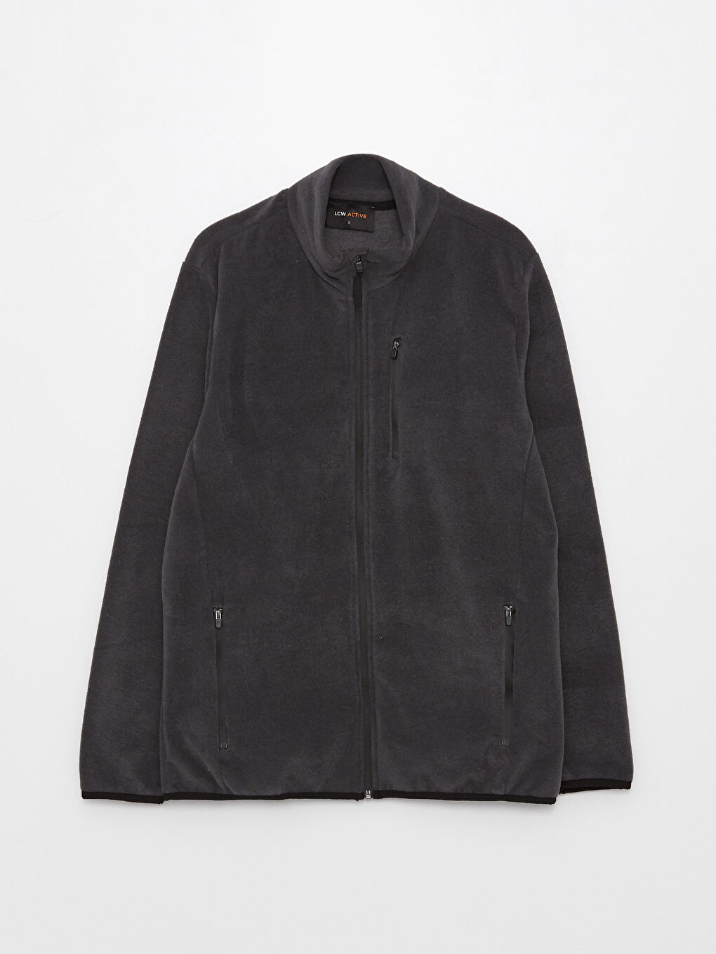 Gri Dik Yaka Uzun Kollu Polar Erkek Spor Hırka-5