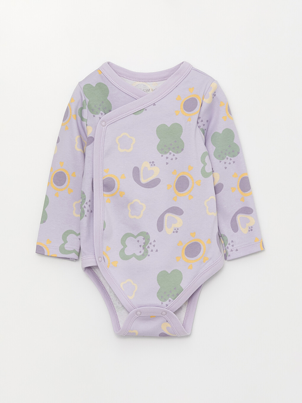 Envelope Collar Printed Baby Girls' Snap-Button Bodysuit