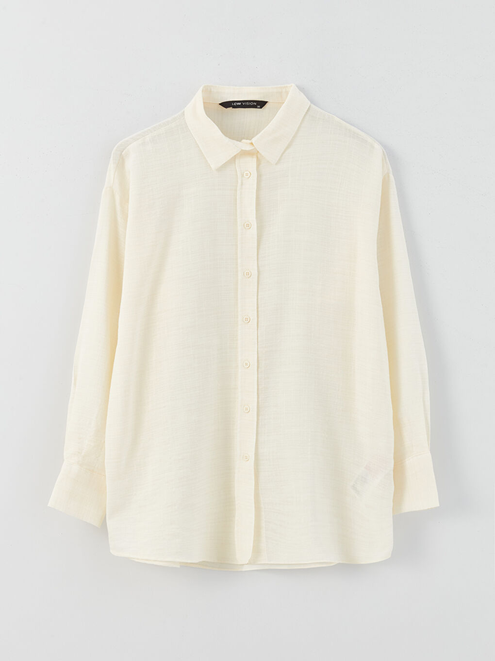 Straight Long Sleeve Oversize Linen Look Women's Shirt-5