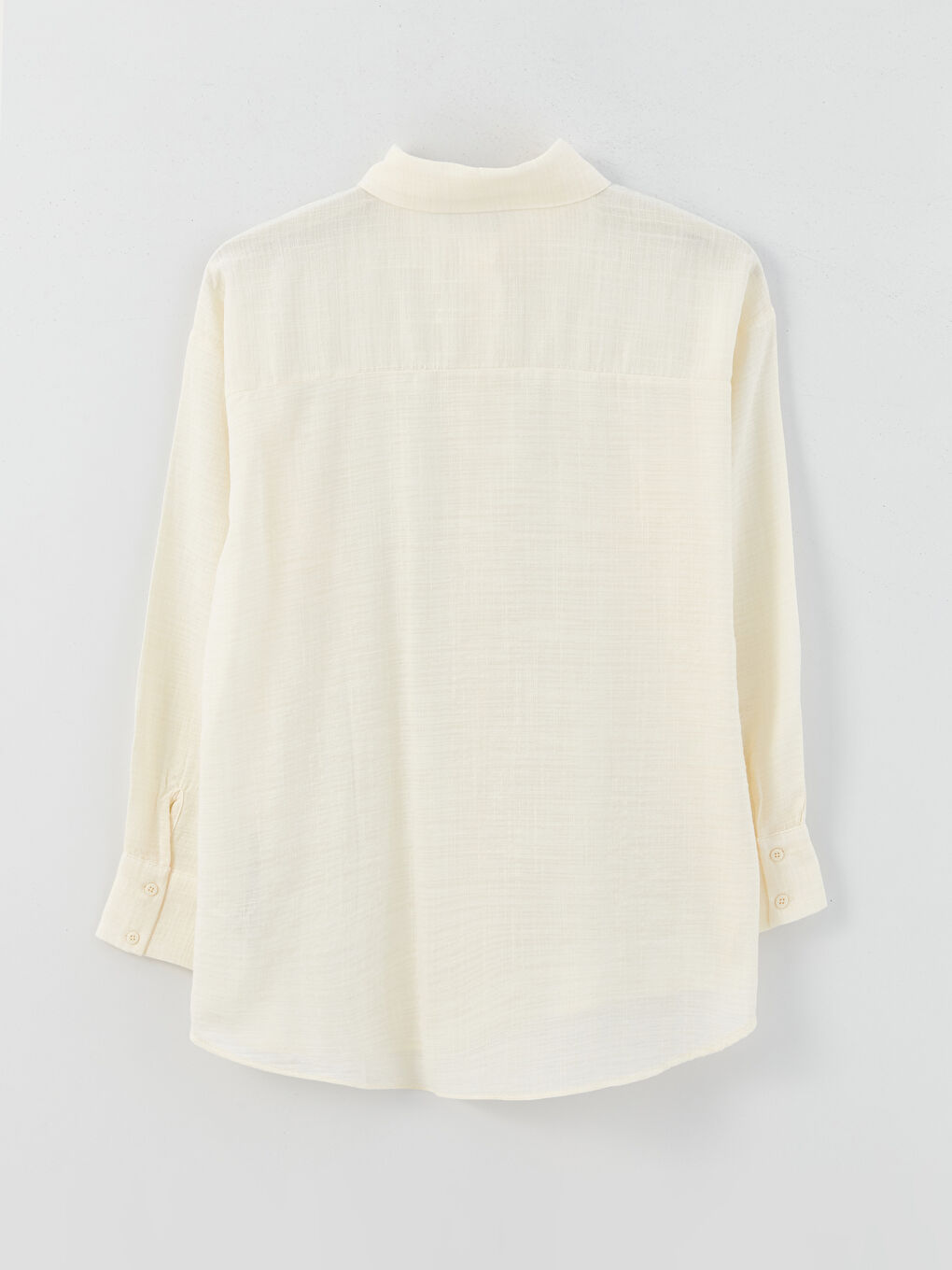 Straight Long Sleeve Oversize Linen Look Women's Shirt-6