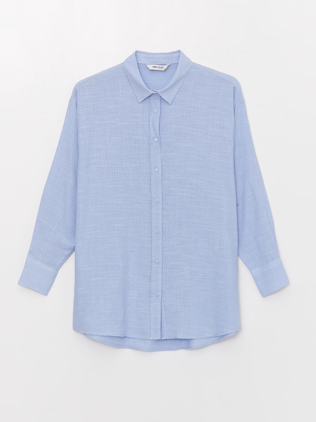 Straight Long Sleeve Oversize Linen Look Women's Shirt-5