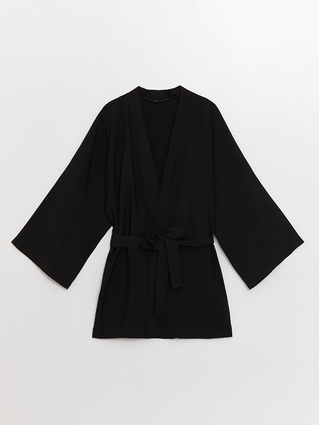 LCW Vision Siyah Şal Yaka Düz Oversize Kadın Kimono