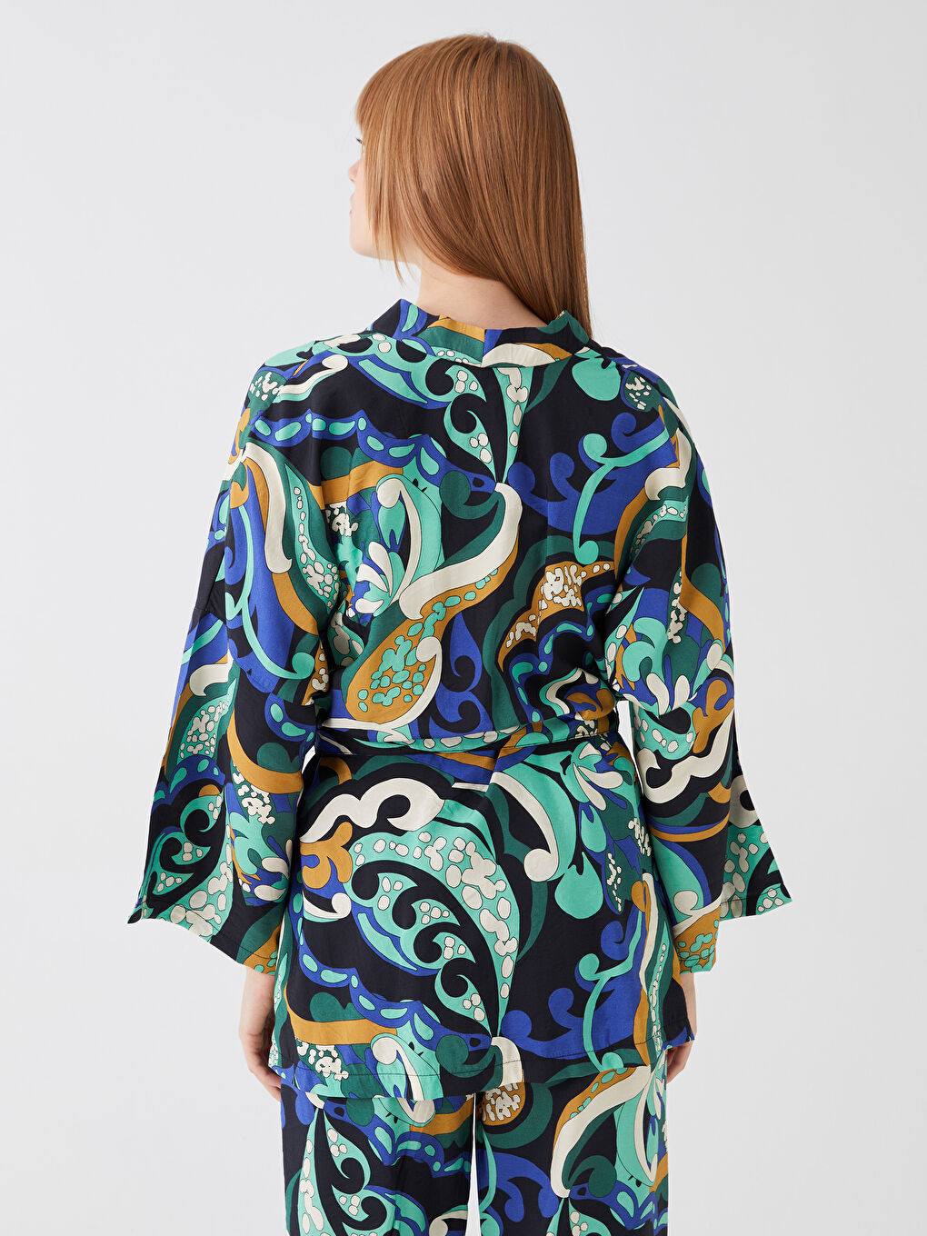 Shawl Collar Patterned Oversize Women's Kimono -S3G273Z8-LQQ