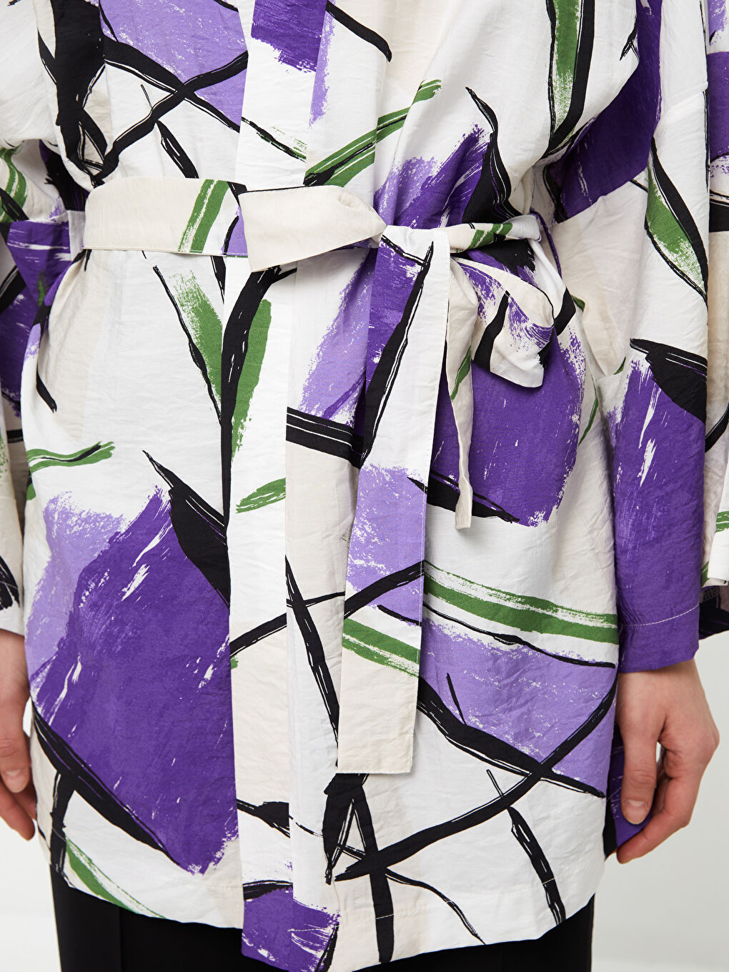 Shawl Collar Patterned Oversize Women's Kimono -S3G273Z8-LRA