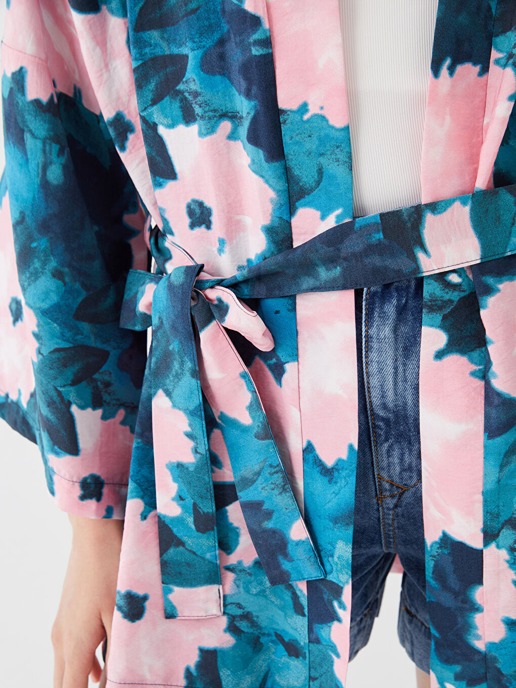 Shawl Collar Patterned Oversize Women's Kimono -S3G273Z8-LT4