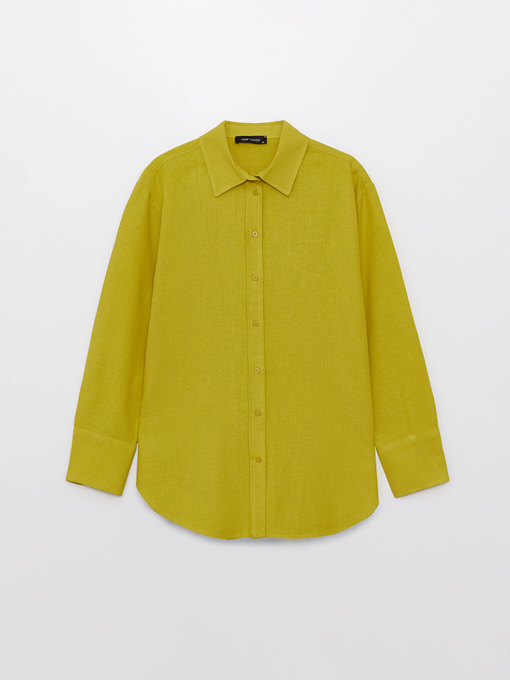 Yeşil Düz Uzun Kollu Oversize Kadın Gömlek-5