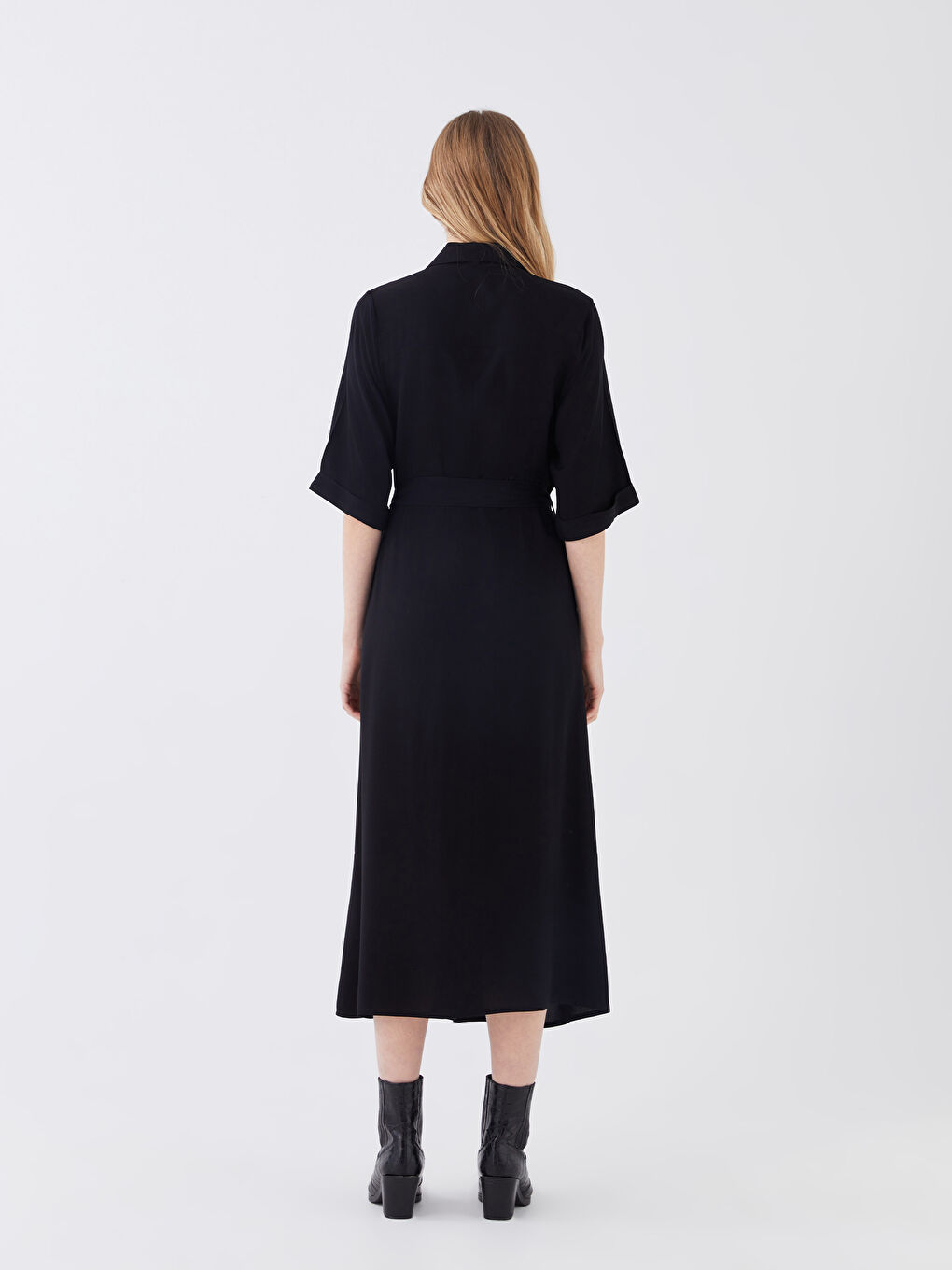 Women's Plain Shirt Dress-4