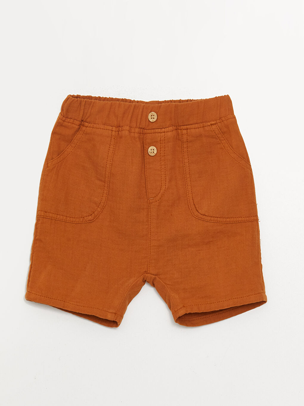 Bej Desenli Kısa Kollu Erkek Bebek Gömlek ve Şort  2'li Takım-2