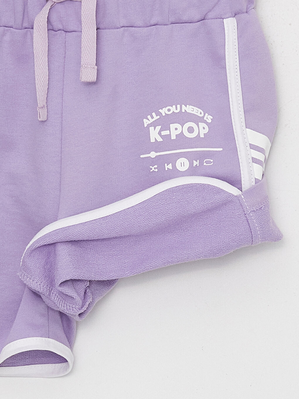 Elastic Waist K-Pop Printed Girl's Shorts-2