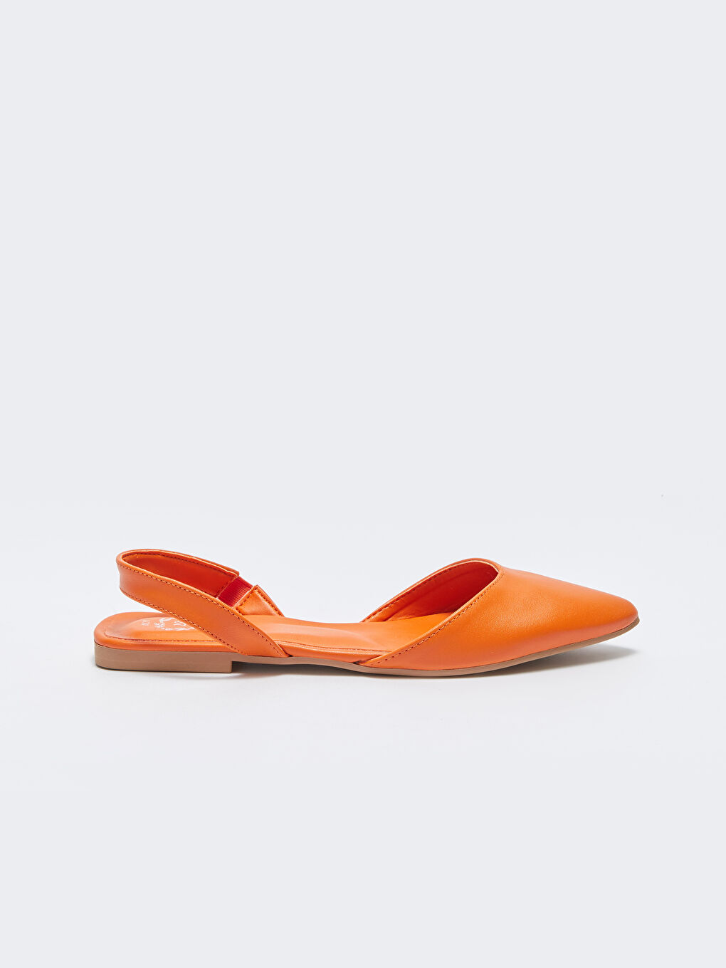 Turuncu Deri Görünümlü Sivri Burun Kadın Babet-2