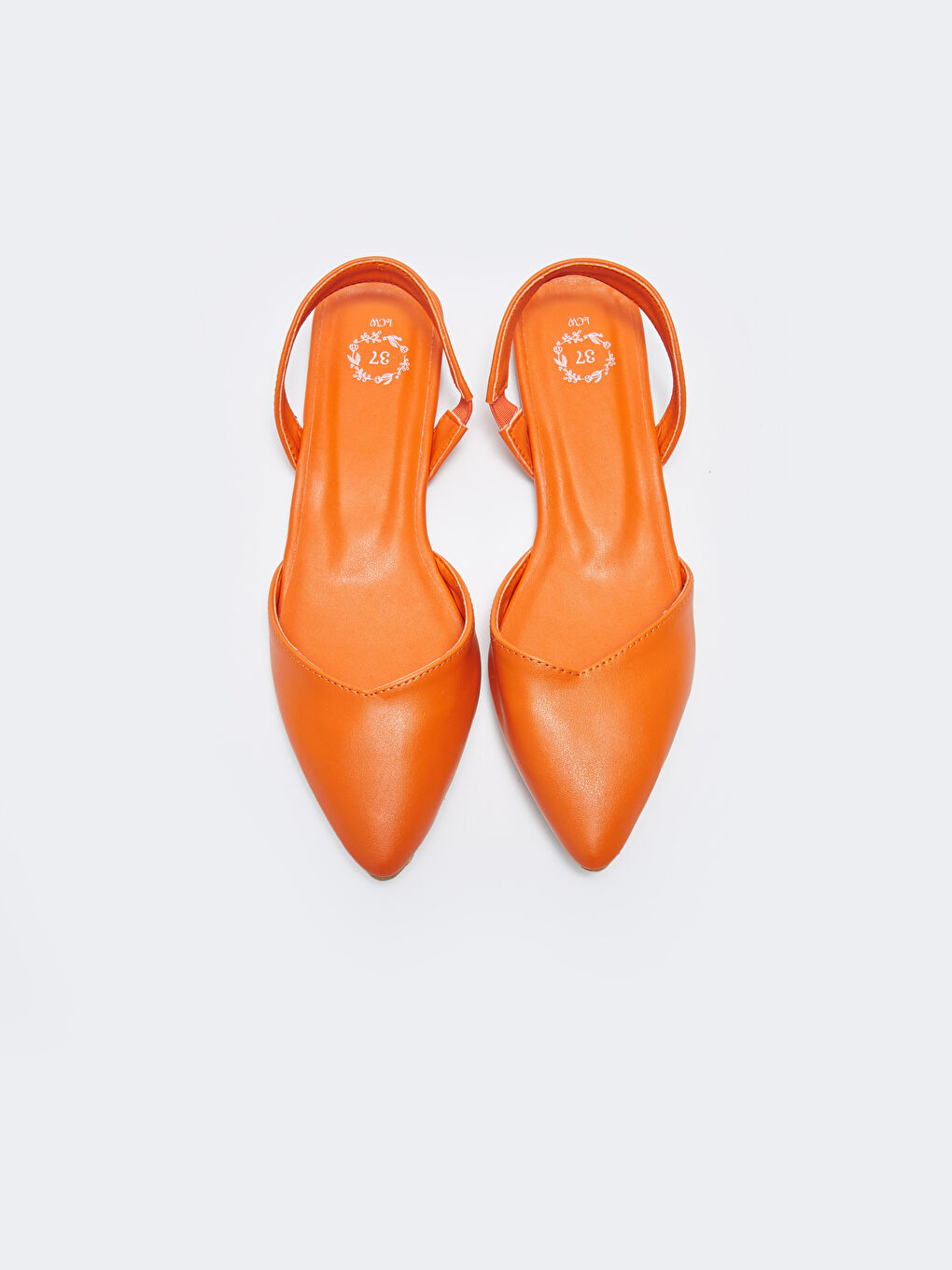 Turuncu Deri Görünümlü Sivri Burun Kadın Babet-3