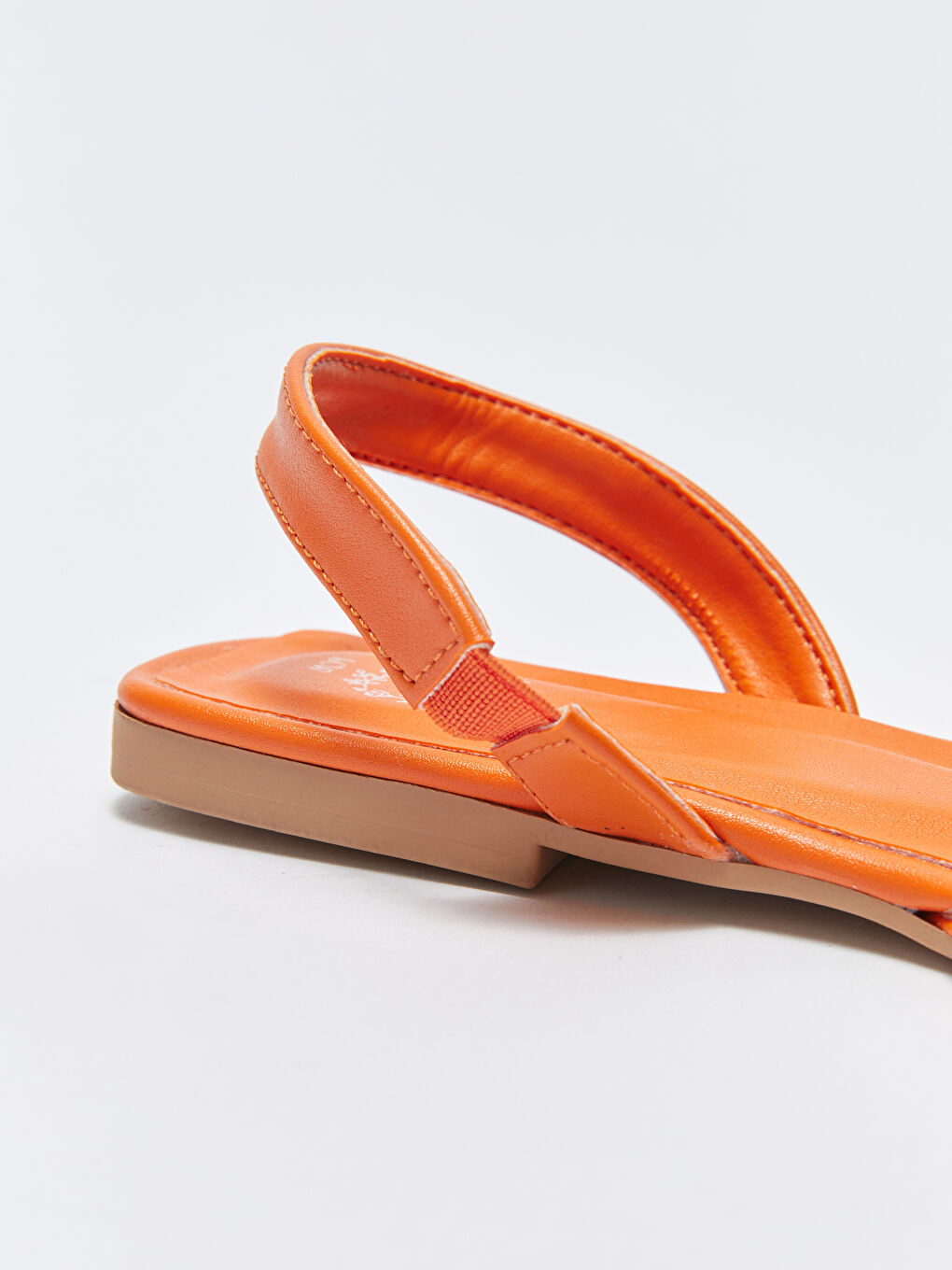 Turuncu Deri Görünümlü Sivri Burun Kadın Babet-5