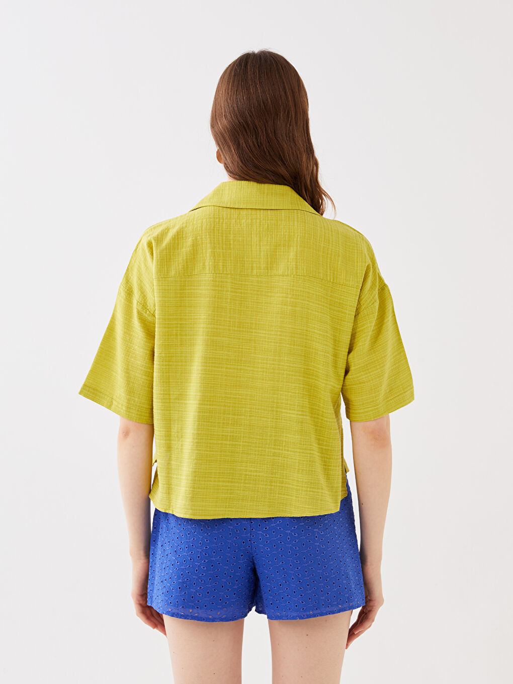 LCW Vision Selbstgemustertes Kurzarm-Leinen-Look-Hemd für Damen -S3G338Z8-EN6