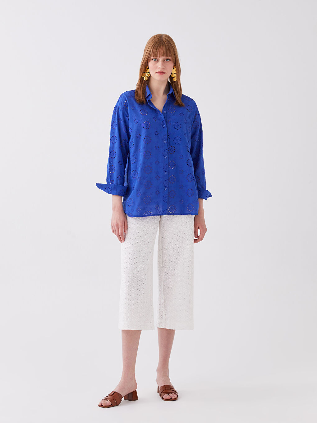 LCW Vision Selbstgemustertes Langarm-Oversize-Brode-Hemd für Damen -S3G339Z8-GZ1