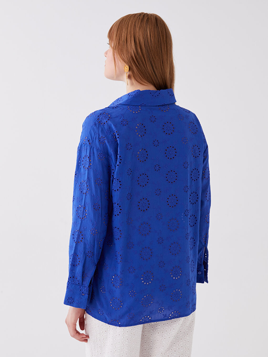 LCW Vision Selbstgemustertes Langarm-Oversize-Brode-Hemd für Damen -S3G339Z8-GZ1