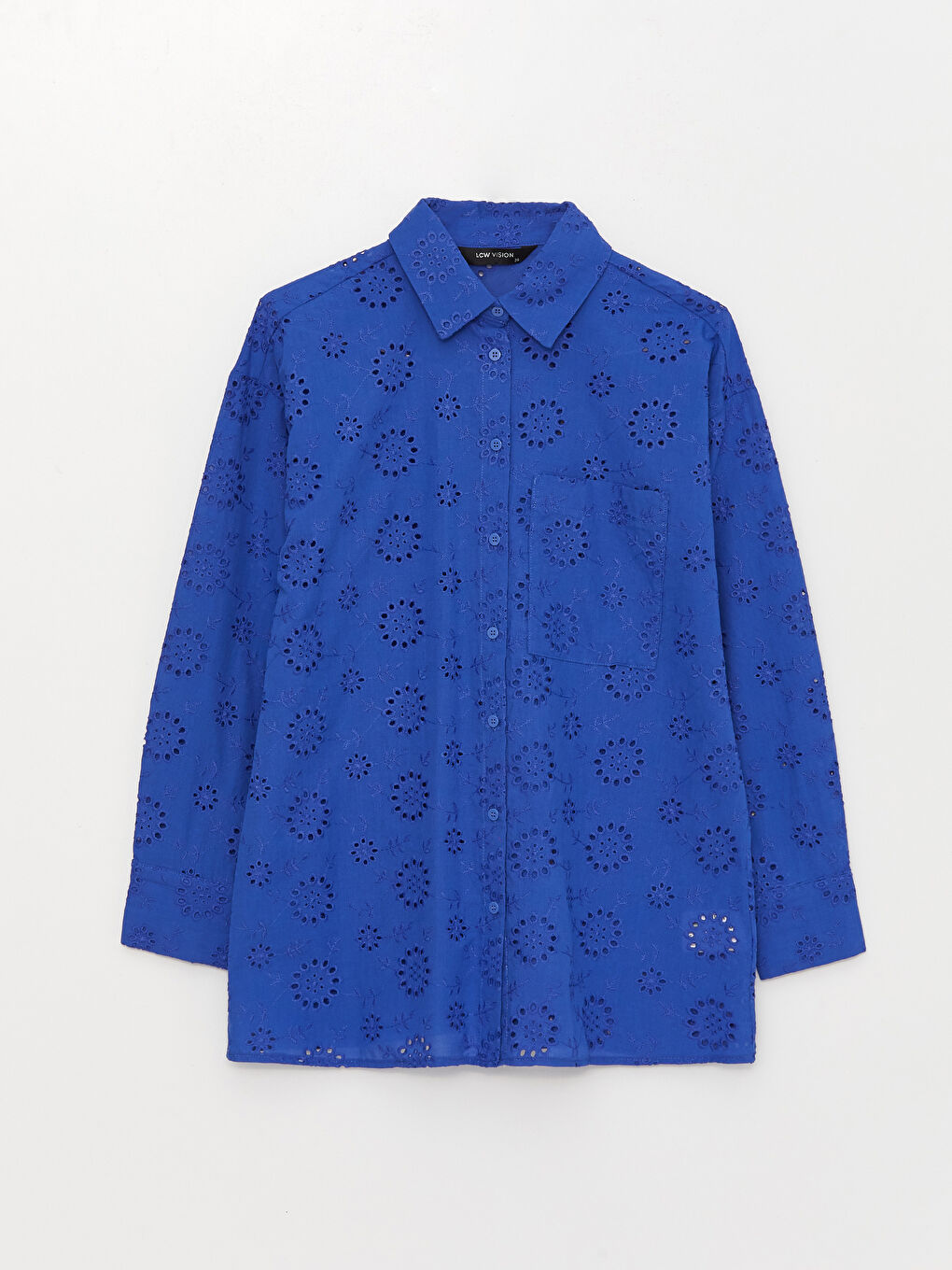 LCW Vision Selbstgemustertes Langarm-Oversize-Brode-Hemd für Damen -S3G339Z8-GZ1